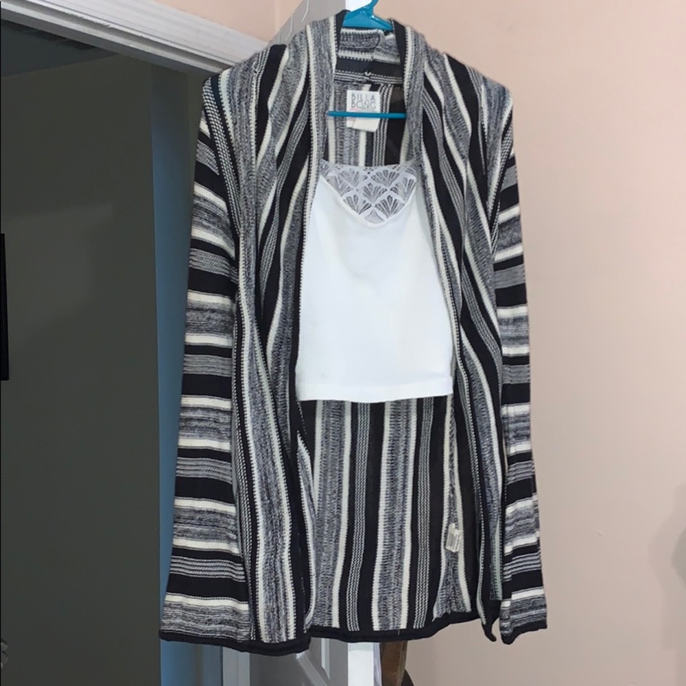 Black and white striped Billabong cardigan